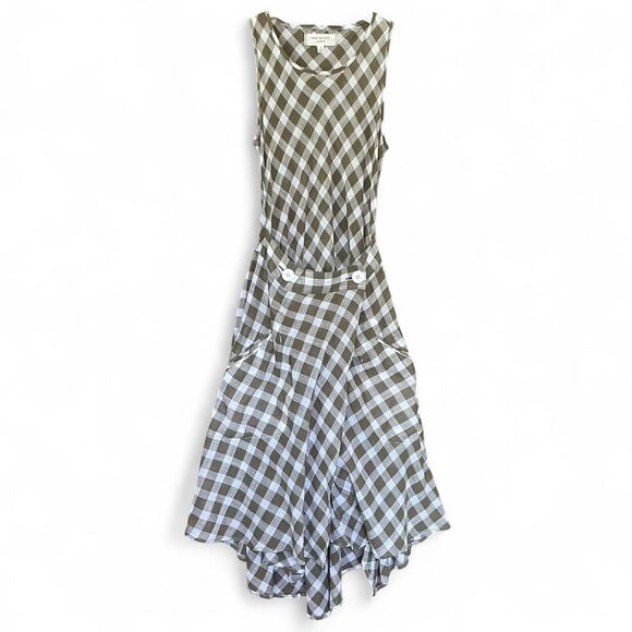 SOLD ! Designer Tartan Print Flowy Midi Dress - Picture 1 of 8